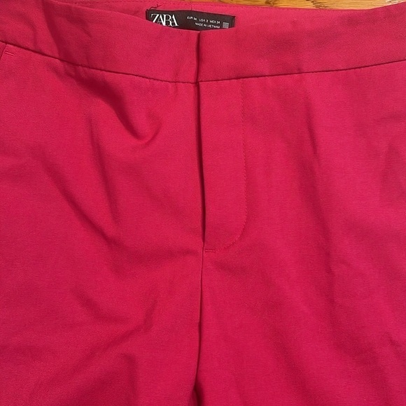 Zara Sz 2 Fuchsia pink flat  front ankle pants with pockets - Picture 4 of 10